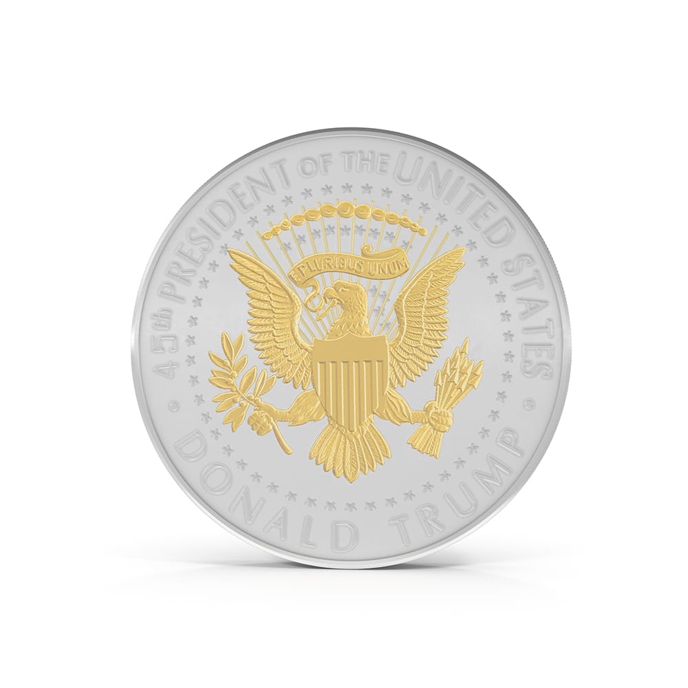 GOLD AND SILVER PLATED PRESIDENT TRUMP 2020 COIN